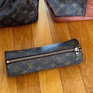 Louis Vuitton Monogram Canvas Toiletry/Pencil Roll in Brown and Gold Hardware